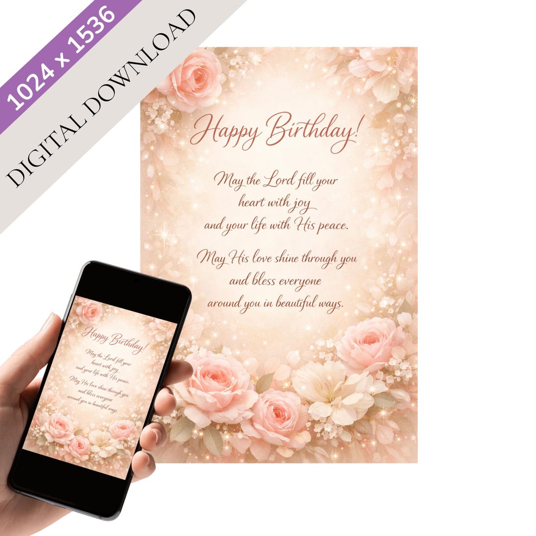 Happy Birthday Blessing Card for Her Christian Prayer Digital Download ...