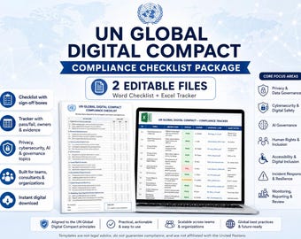 UN Global Digital Compact Compliance Checklist | Editable Audit Tracker (Digital Download)