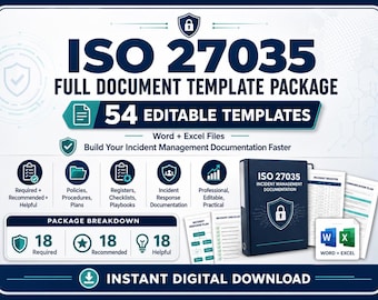 ISO/IEC 27035 Incident Management Templates Package, 54 Editable Documents