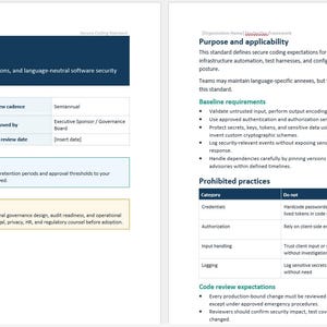 Pakiet szablonów dokumentów DevSecOps, pakiet zasad bezpiecznego cyklu życia oprogramowania (SDLC), zestaw narzędzi DevSecOps, dokumenty dotyczące zgodności z przepisami bezpieczeństwa, pakiet gotowości do audytu zdjęcie 11