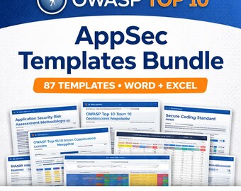 OWASP Top 10 AppSec-sjablonenbundel (87 documenten) | Beleid, normen, checklists, registers | Word + Excel