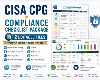 Cybersecurity Compliance Checklist | CISA CPG Aligned Audit Tracker | Editable Word and Excel | Instant Download