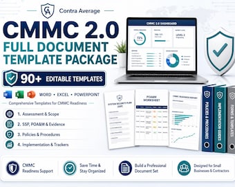 CMMC 2.0 Full Document Template Package, NIST 800-171 System Security Plan, POA&M, Policies