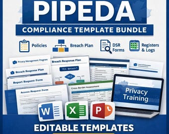 PIPEDA-sjabloonbundel privacynaleving | Beleid, logboeken, registers en trainingspakket