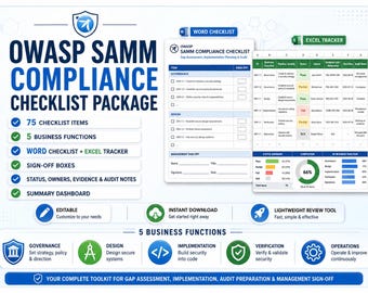 OWASP SAMM Compliance Checklist | Secure SDLC AppSec Audit Checklist | Editable Word & Excel Templates