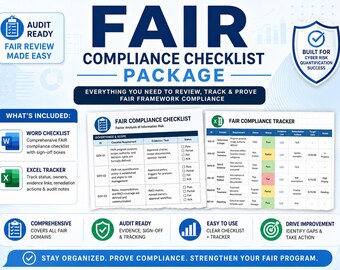 FAIR Compliance Checklist, Factor Analysis of Information Risk (Word Excel)