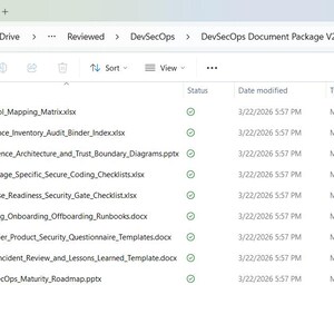 Pakiet szablonów dokumentów DevSecOps, pakiet zasad bezpiecznego cyklu życia oprogramowania (SDLC), zestaw narzędzi DevSecOps, dokumenty dotyczące zgodności z przepisami bezpieczeństwa, pakiet gotowości do audytu zdjęcie 8