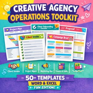 Creative Agency Ops Templates Bundle | Client Intake, Project Mgmt, SOPs, Finance, Marketing