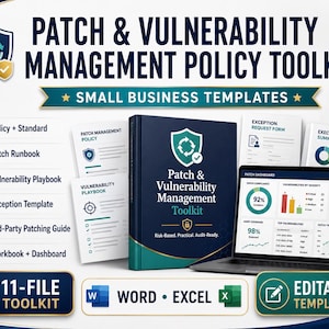 Patch & Vulnerability Management Policy Toolkit, Cybersecurity Template for Small Business, Editable IT Security Documents