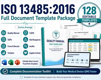 ISO 13485:2016 Full QMS Templates for Medical Device Quality Management