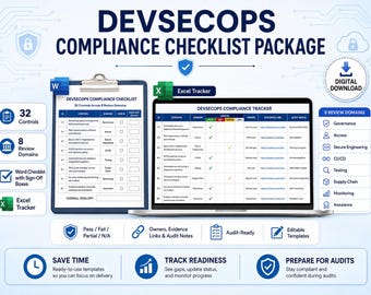 DevSecOps Compliance Checklist, Secure SDLC Audit Template (Digital Bundle)