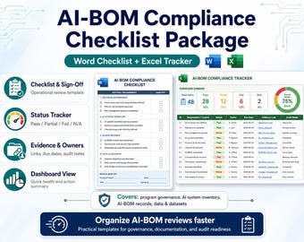 AI Bill of Materials Checklist | AI-BOM Compliance Audit Tool (Digital Download)