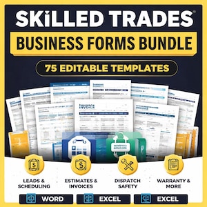Skilled Trades Business Forms Bundle | 75 Templates | HVAC Plumbing Electrical Contractor | Word + Excel