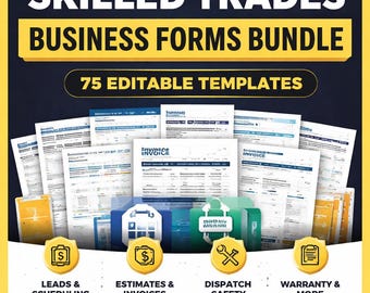 Bundel met beroepsformulieren | 75 sjablonen | HVAC loodgieter Elektricien | Word + Excel