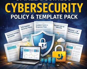 Sjablonen voor cyberbeveiligingsbeleid voor kleine bedrijven | Informatiebeveiligingsprogrammabundel | Word + Excel-sjablonen