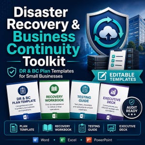 Disaster Recovery Business Continuity Toolkit, DR BC Plan Templates (Digital Download)