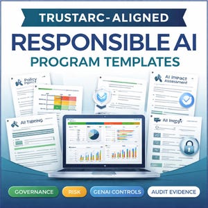 TrustArc-verantwoordelijke AI-sjablonen | Governance, risico, GenAI-besturingselementen (Word/Excel)