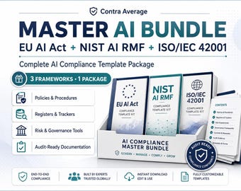 AI Governance Master Bundle | EU Ai Act, Nist Ai Rmf & ISO 42001 Compliance Templates