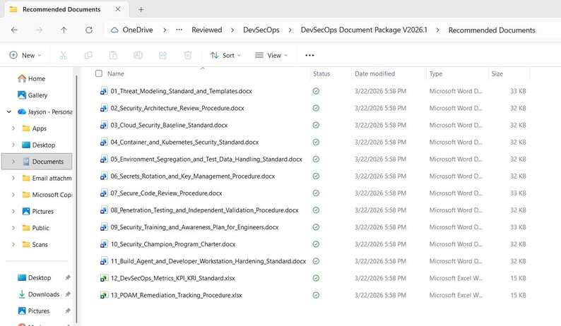 Pakiet szablonów dokumentów DevSecOps, pakiet zasad bezpiecznego cyklu życia oprogramowania (SDLC), zestaw narzędzi DevSecOps, dokumenty dotyczące zgodności z przepisami bezpieczeństwa, pakiet gotowości do audytu zdjęcie 9