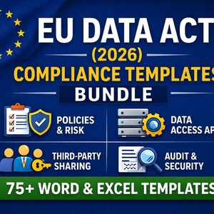 Pack de modèles de conformité à la loi européenne sur la protection des données de 2026 | Word + Excel | Gouvernance, sécurité, API