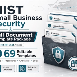 NIST-beveiligingssjablonen voor kleine bedrijven | Cybersecuritybeleid, -procedures en -trackers (Word, Excel)