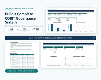 COBIT 2019 Full Document Template Package: IT Governance, Risk, Compliance, Word & Excel