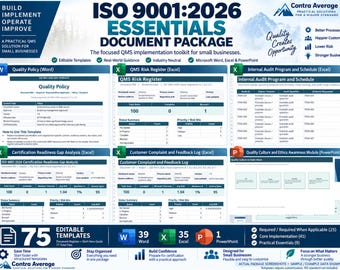 ISO 9001:2026 Essentials Templates | 75 Editable QMS Documents