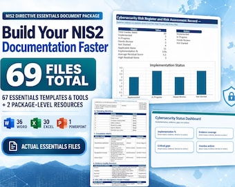 NIS2 Directive Essentials Document Templates | 69-File Cybersecurity Compliance Package