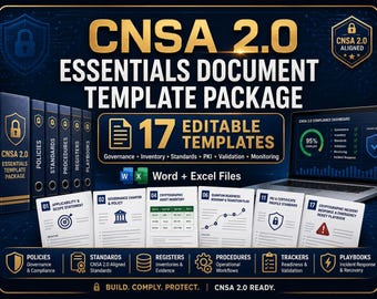 CNSA 2.0 Essentials Document Templates, PQC Compliance, Crypto Agility (Word Excel)
