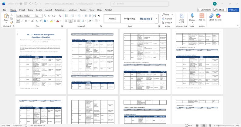 SR 11-7 Compliance Checklist | Model Risk Management (MRM) Checklist ...