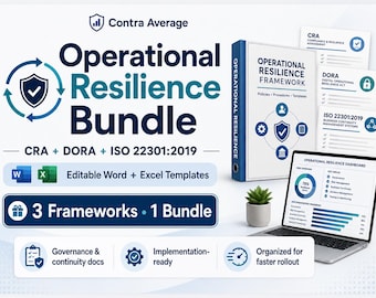 Operational Resilience Bundle, CRA DORA ISO 22301 Templates, Business Continuity & Risk Management