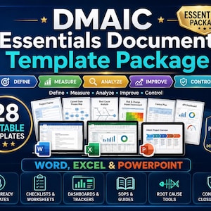 DMAIC Essentials Templates, Process Improvement Documents, Lean Six Sigma Toolkit (Digital Download)