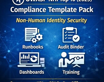 OWASP NHI Top 10 (2025) beveiligingssjablonen | Runbooks, beleid (digitale download)