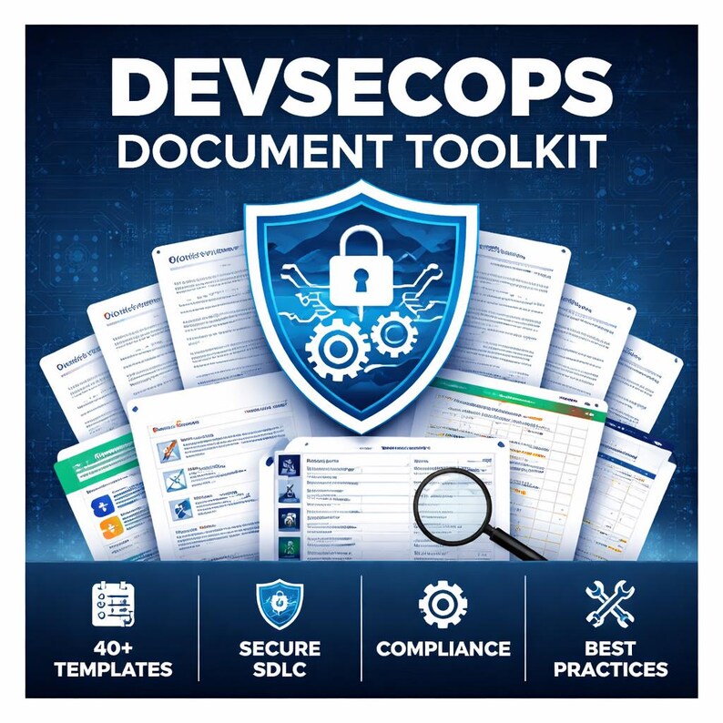 Pakiet szablonów dokumentów DevSecOps, pakiet zasad bezpiecznego cyklu życia oprogramowania (SDLC), zestaw narzędzi DevSecOps, dokumenty dotyczące zgodności z przepisami bezpieczeństwa, pakiet gotowości do audytu zdjęcie 1