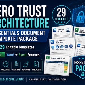 Zero Trust Architecture Essentials Document Package, Cybersecurity Policy Templates, ZTA Compliance Documents