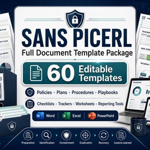 SANS PICERL Incident Response Templates, Cybersecurity Policy, Playbook Bundle