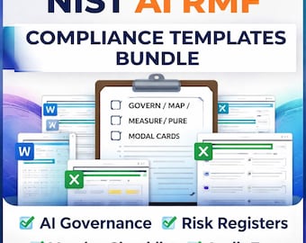 NIST AI RMF Compliance Templates Bundle | Governance, Risk Register, Model Cards (Word, Excel)