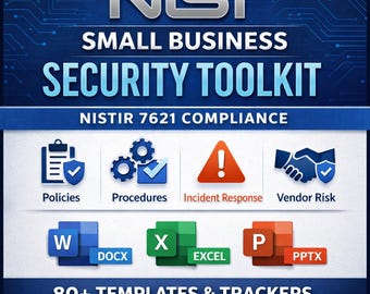 NISTIR 7621 sjablonenpakket cyberbeveiliging voor kleine bedrijven | Beleid, procedures, logboeken, checklists | Word + Excel + PowerPoint