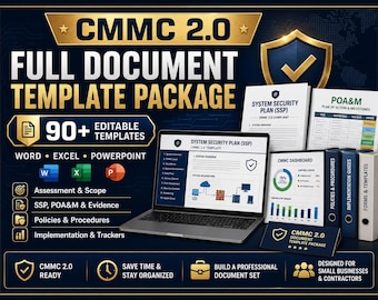 CMMC 2.0 Full Document Templates, NIST 800-171 Policies, SSP, poa&m