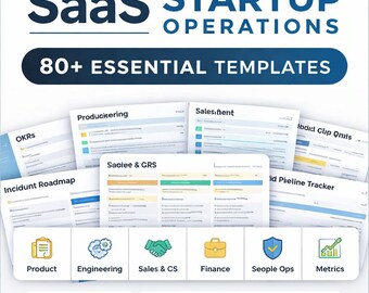 Sjablonenbundel SaaS-opstartbewerkingen | OKR's, PRD's, roadmaps, runbooks (digitale download)
