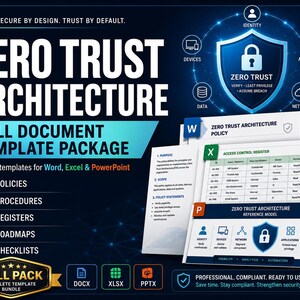 Zero Trust Architecture Template Package, ZTA Compliance Documents, Cybersecurity Policy Procedures,