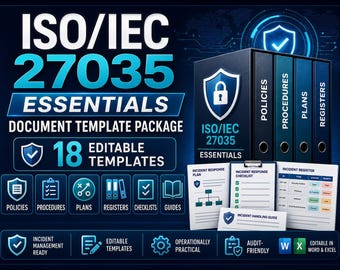 ISO 27035 Essentials Templates, Incident Response Document Package, Security Incident Management Policy, Procedure, Register