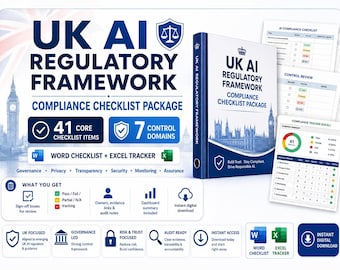 UK AI Regulatory Framework Compliance Checklist | AI Governance, Risk Assessment (Digital Download)