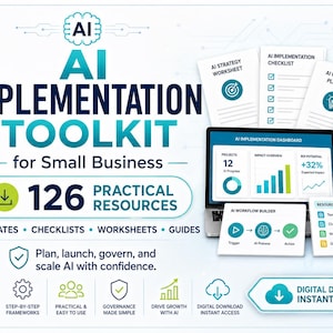 AI Implementation Toolkit for Small Business, Editable Templates, SOPs, Prompts (Digital Download)