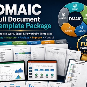 DMAIC Templates Full Document Package, Lean Six Sigma Toolkit (Word, Excel, PowerPoint)