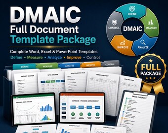 DMAIC Templates Full Document Package, Lean Six Sigma Toolkit (Word, Excel, PowerPoint)