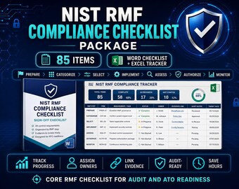 NIST RMF Compliance Checklist | ATO Package Helper (Digital Download)
