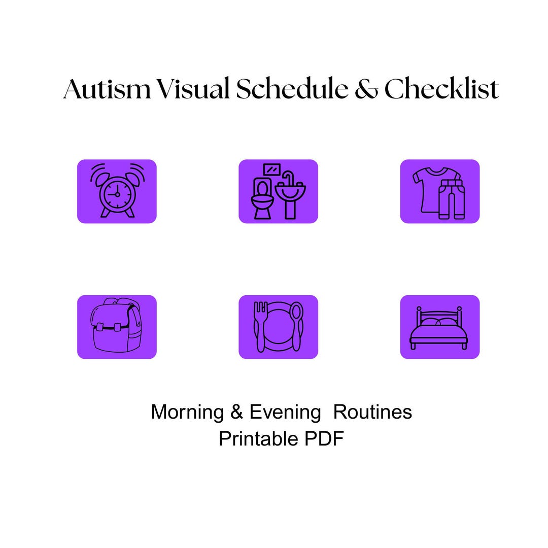 Visuals For Evening Routine Autism Visual Schedule – Morning & Evening Routine Checklist (printable ...