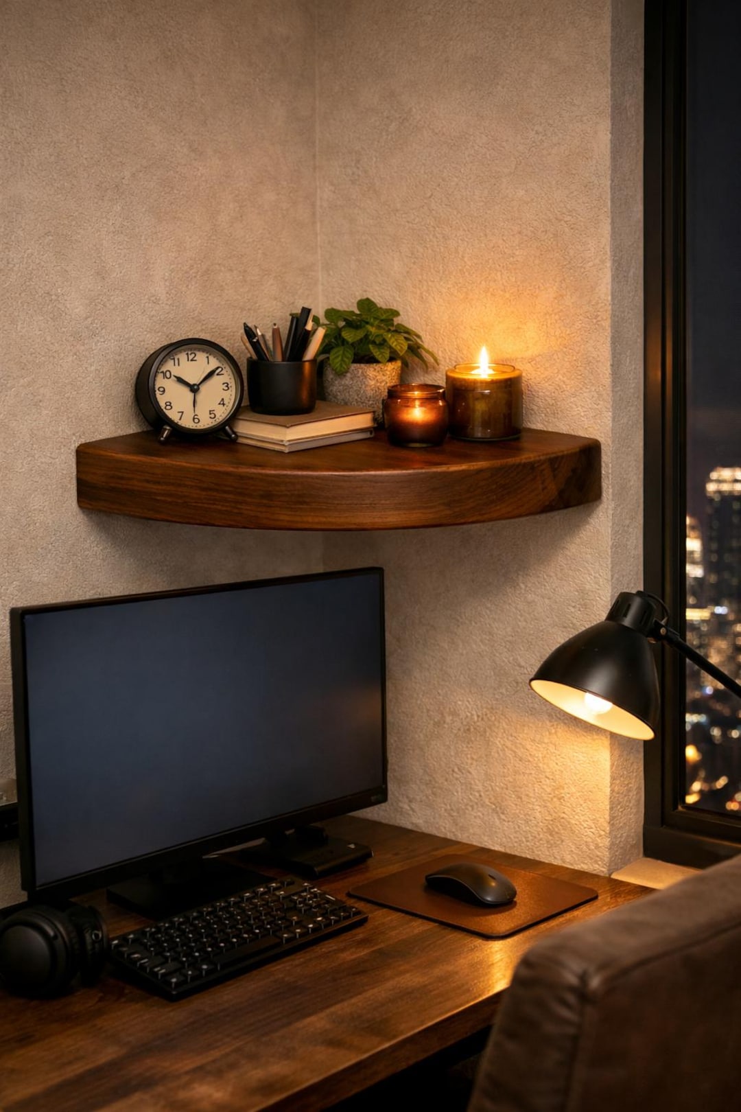 Handmade Solid Oak Corner Floating Shelf Rounded Edge Hidden Mount ...