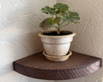 Natural Oak Corner Floating Shelf – Rounded Spa Wall Decor, Solid Wood Quarter Circle Mount for Minimalist Homes